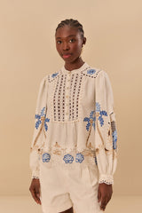 Off-White Romantic Richelieu Blouse | FARM Rio US