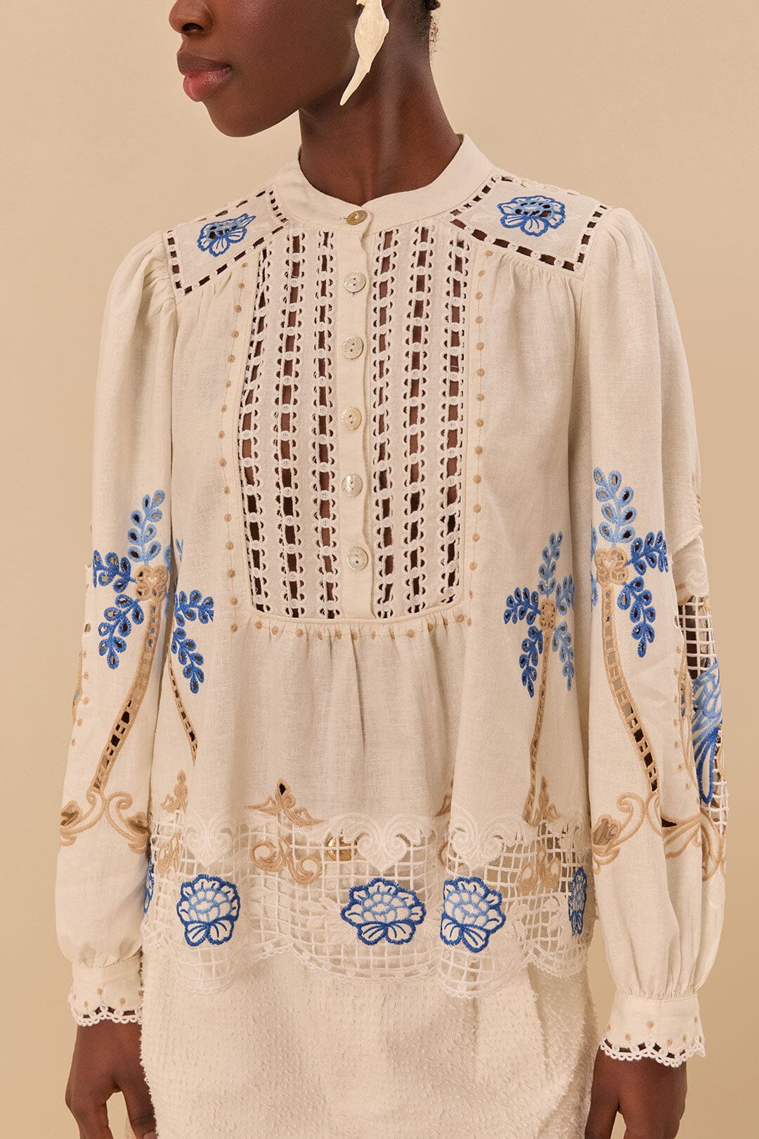 Off-White Romantic Richelieu Blouse | FARM Rio US