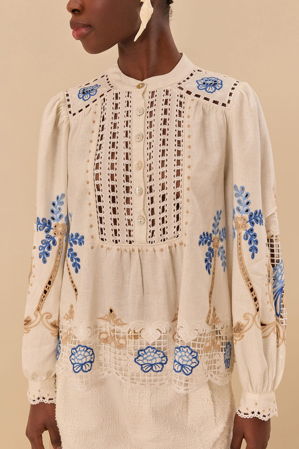 Off-White Romantic Richelieu Blouse | FARM Rio US