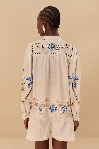 Off-White Romantic Richelieu Blouse | FARM Rio US