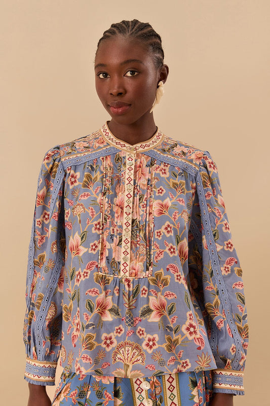 Blue Superbloom Tapestry Blouse | FARM Rio