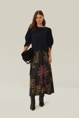 Black 3D Flowers Blouse | FARM Rio Online