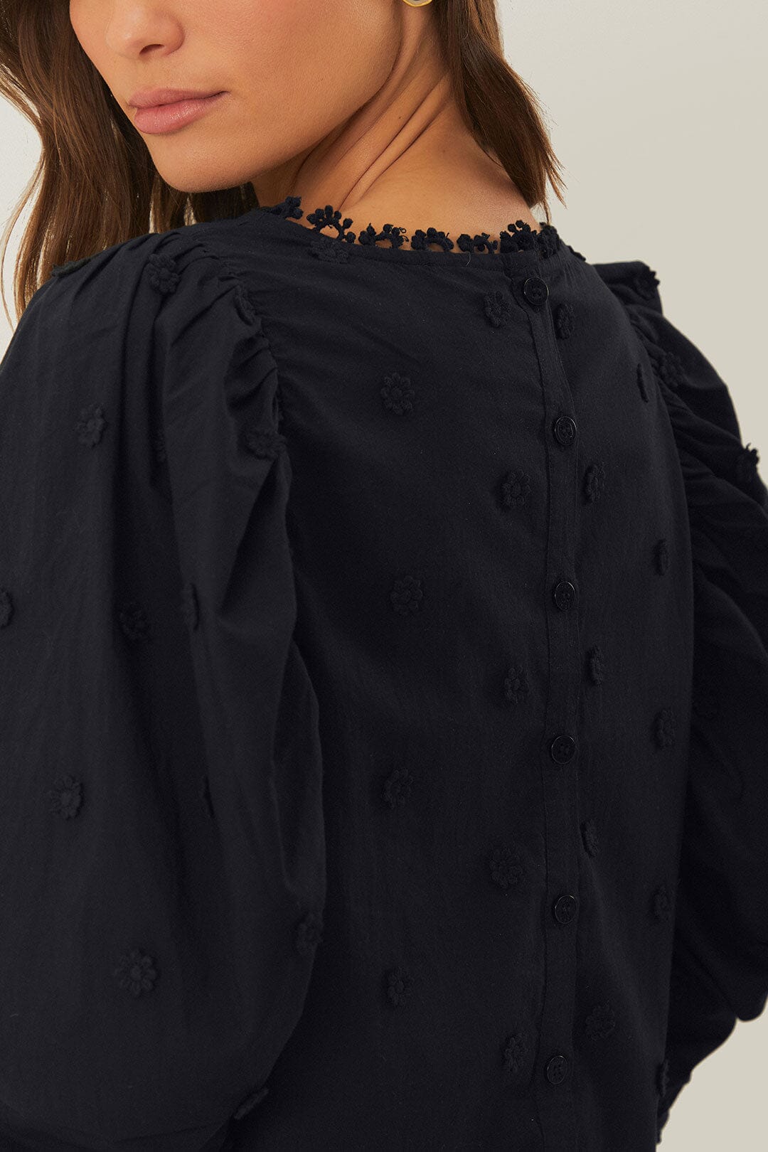 Black 3D Flowers Blouse | FARM Rio Online