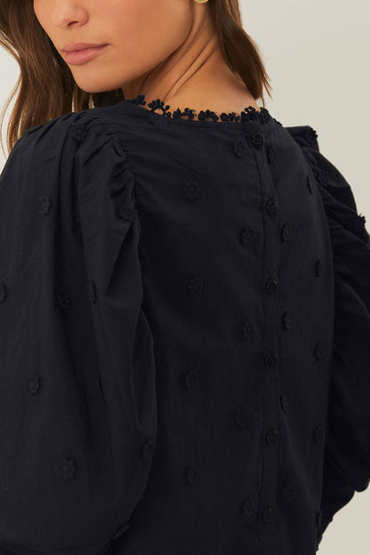 Black 3D Flowers Blouse | FARM Rio Online
