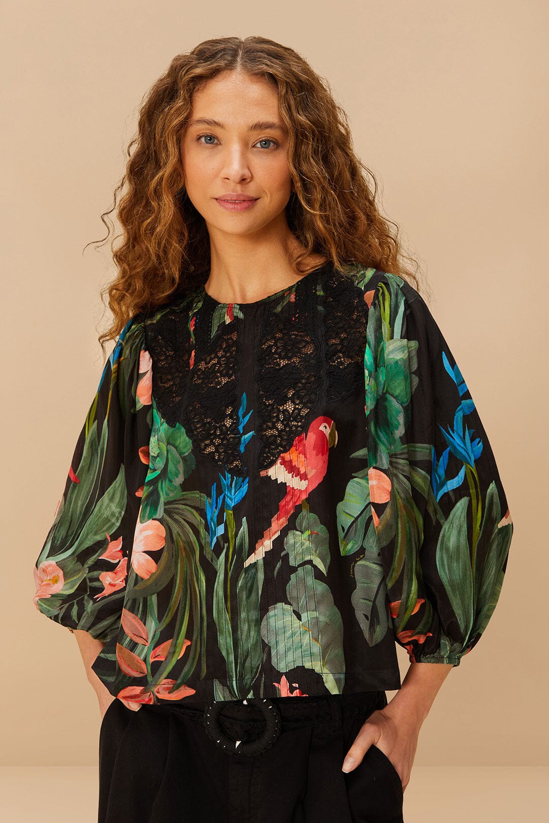 Midnight Macaw Fiesta Black Blouse | FARM Rio Near Me