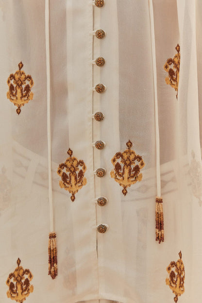 Off-White Anchor Tapestry Embroidered Long Sleeve Blouse | FARM Rio Outlet