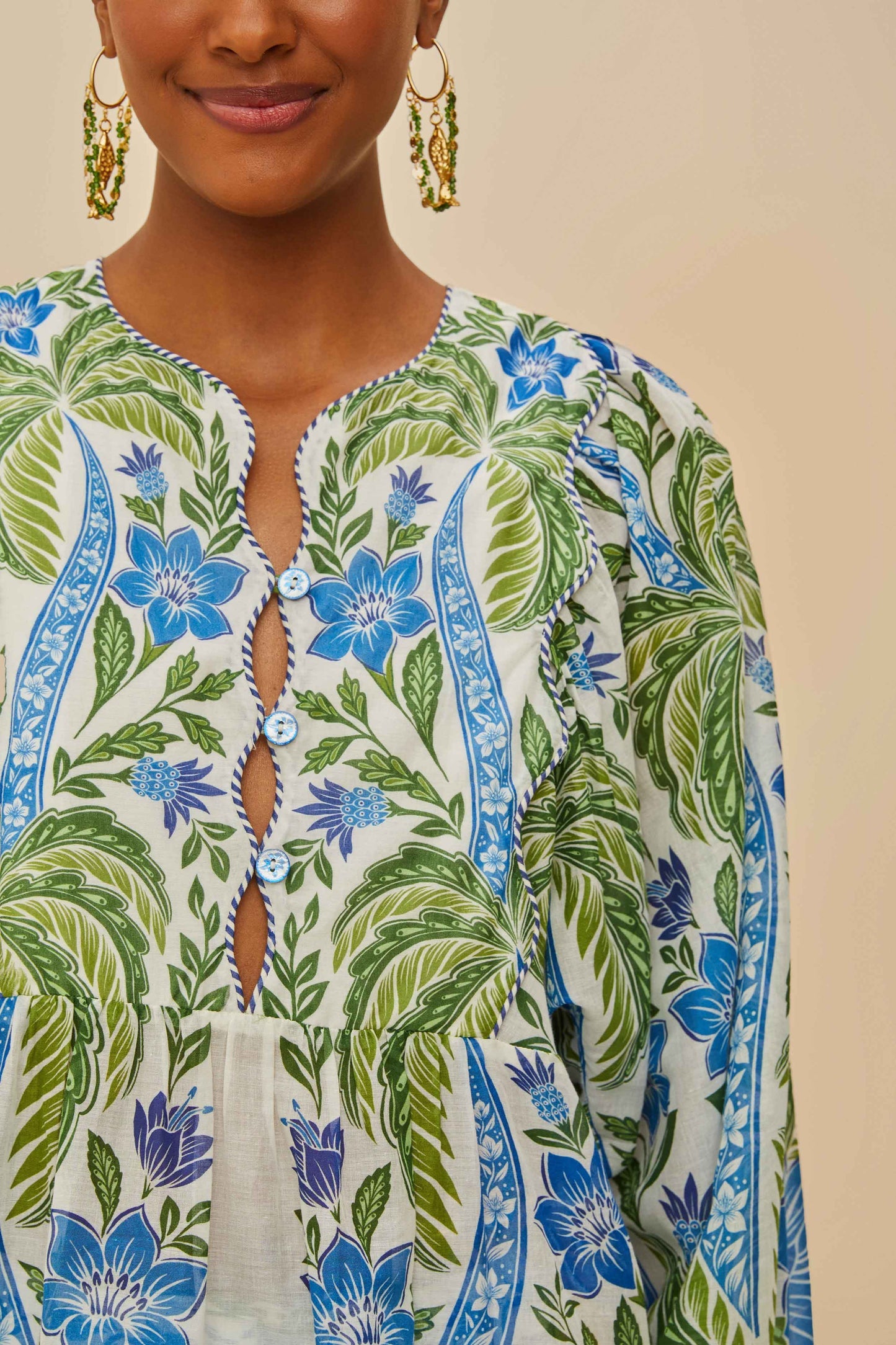 Off-White Tropicance Wavy Yoke Blouse | FARM Rio
