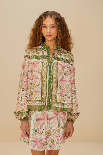 Off-White Palm Dream Blouse | FARM Rio Outlet