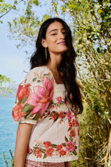 Off-White Summer Fruit Blouse | FARM Rio For Sale