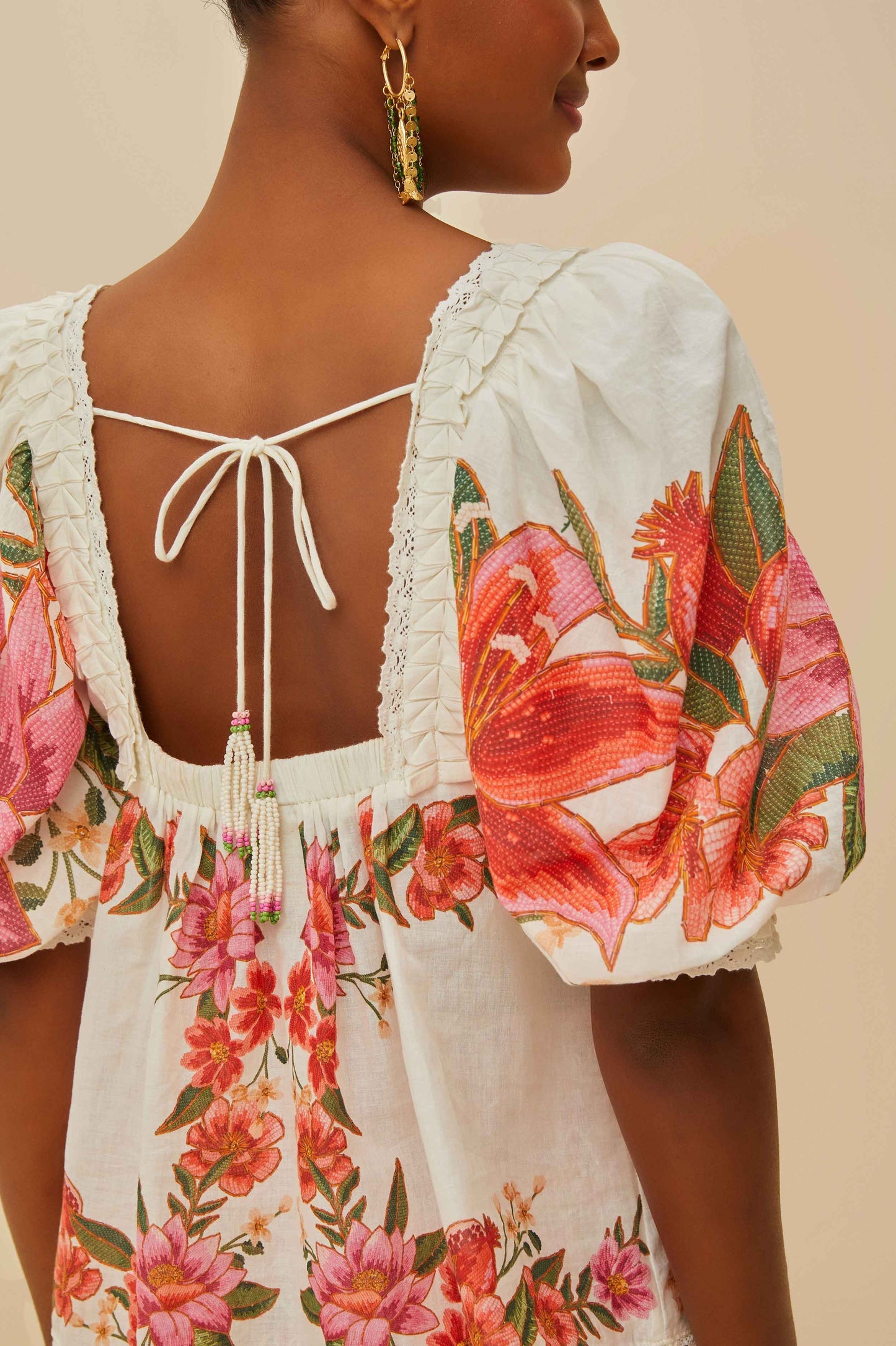 Off-White Summer Fruit Blouse | FARM Rio For Sale