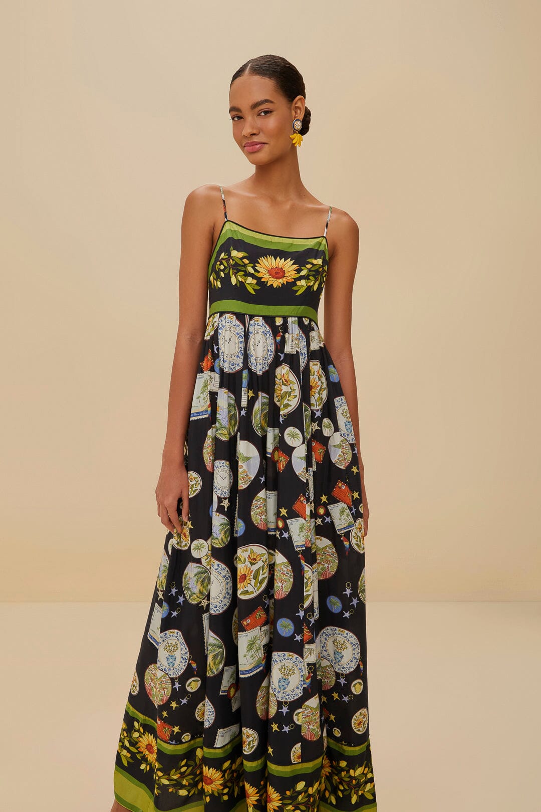 Black Trip Souvenir Maxi Dress | FARM Rio On Sale