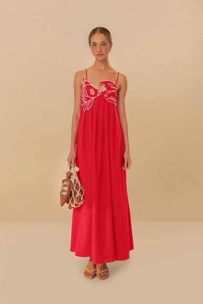Red Fish Top Maxi Dress | FARM Rio Discount