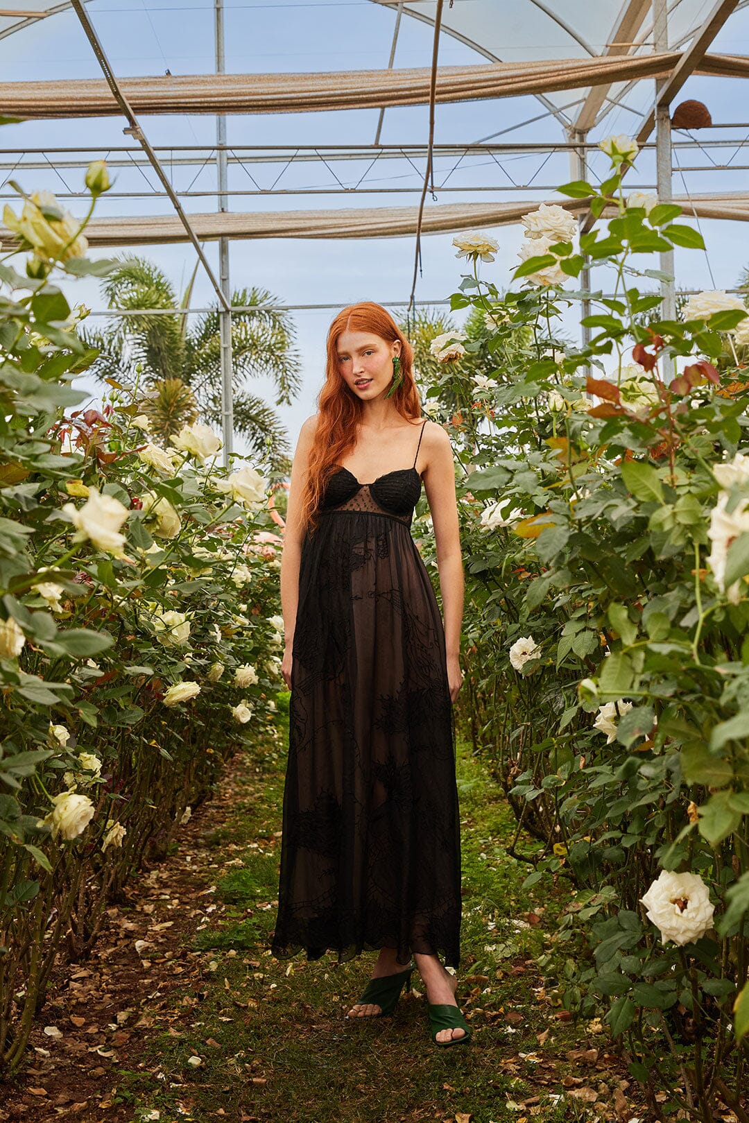 Black Special Lace Sleeveless Maxi Dress | FARM Rio Near Me