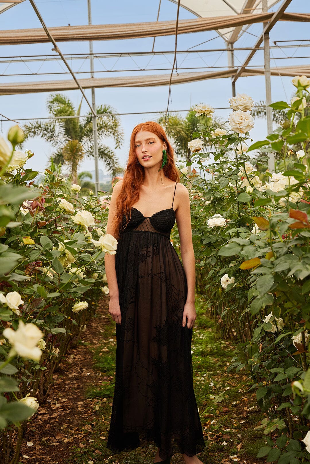 Black Special Lace Sleeveless Maxi Dress | FARM Rio Near Me