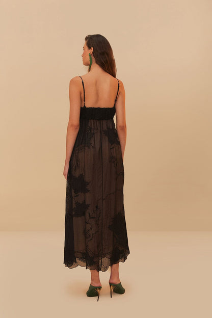 Black Special Lace Sleeveless Maxi Dress | FARM Rio Near Me