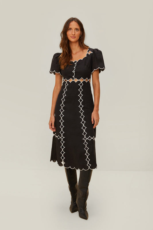 Black Short Sleeve LENZING™ ECOVERO™ Euroflax™ Maxi Dress | FARM Rio Outlet