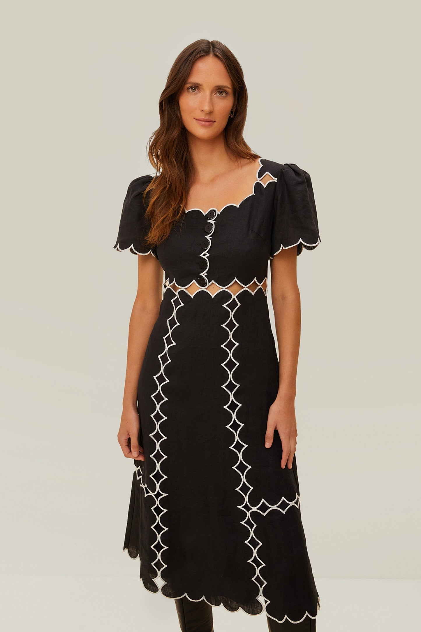 Black Short Sleeve LENZING™ ECOVERO™ Euroflax™ Maxi Dress | FARM Rio Outlet