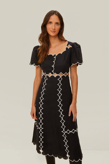 Black Short Sleeve LENZING™ ECOVERO™ Euroflax™ Maxi Dress | FARM Rio Outlet