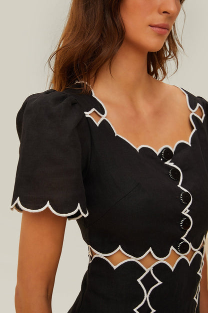 Black Short Sleeve LENZING™ ECOVERO™ Euroflax™ Maxi Dress | FARM Rio Outlet