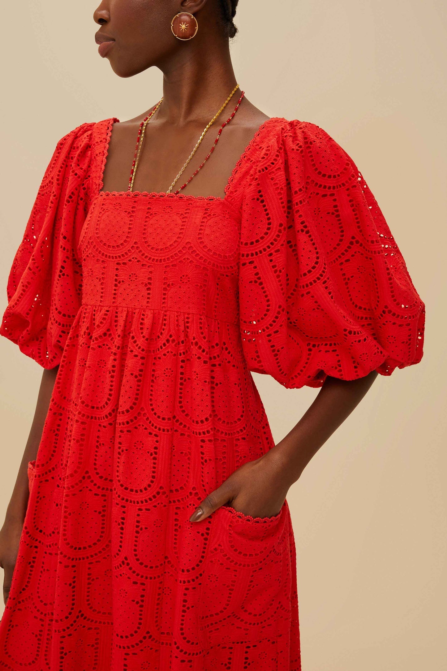 Red Pineapple Eyelet Maxi Dress | FARM Rio Near Me