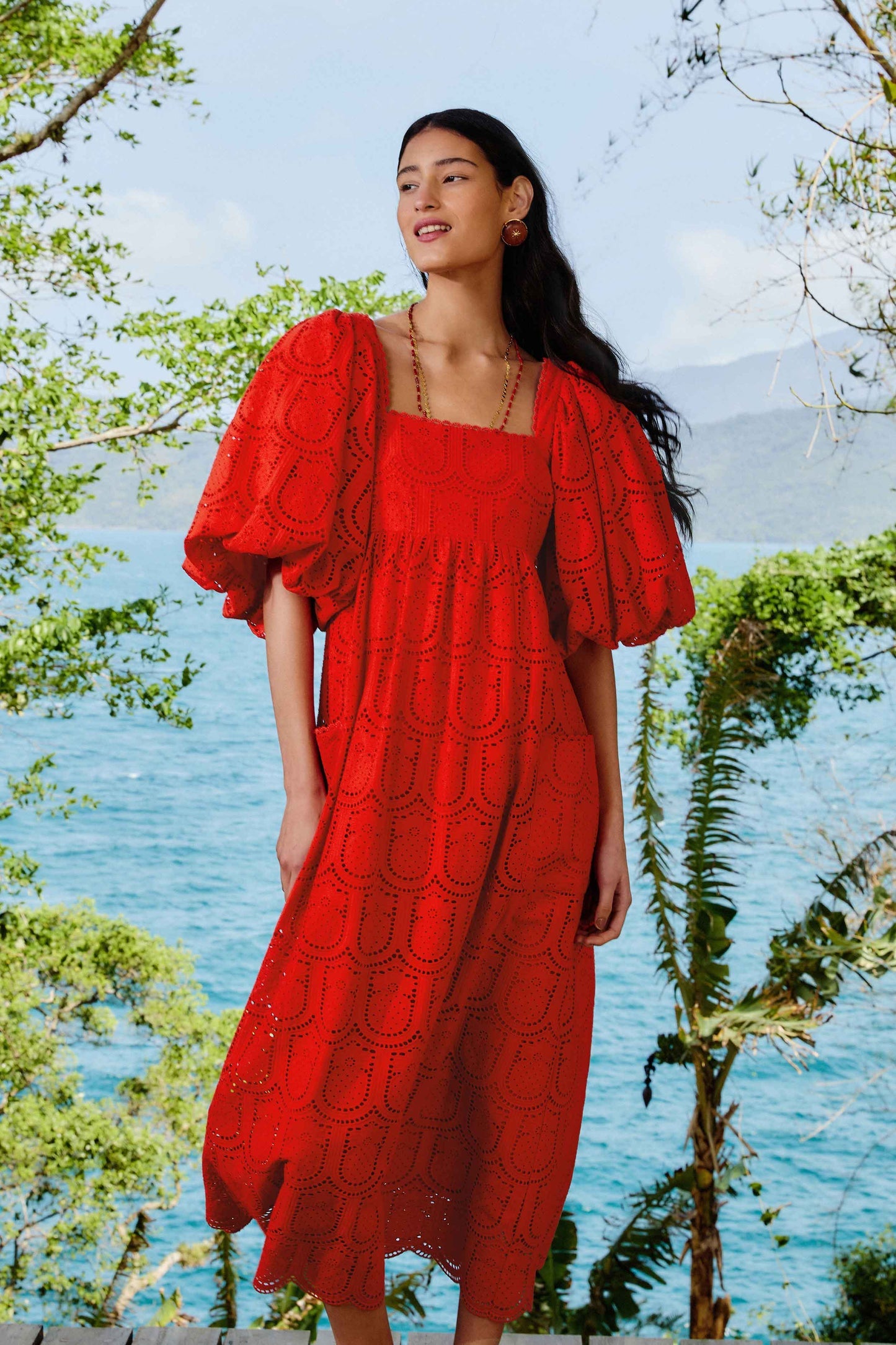 Red Pineapple Eyelet Maxi Dress | FARM Rio Near Me