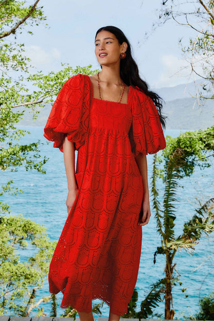 Red Pineapple Eyelet Maxi Dress | FARM Rio Near Me