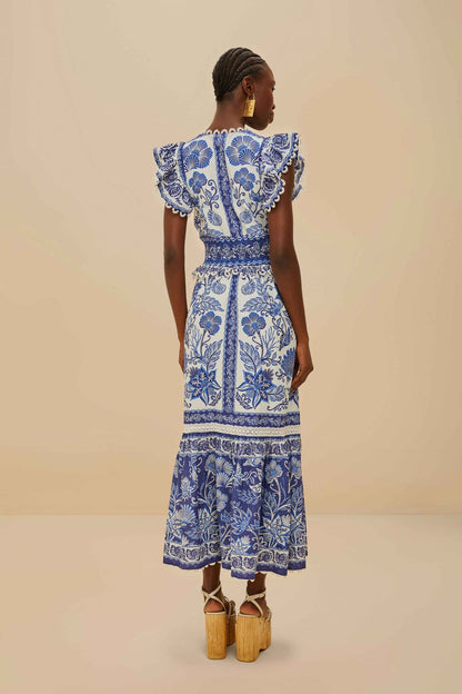Off-White Shell Garden Maxi Dress | FARM Rio Discount