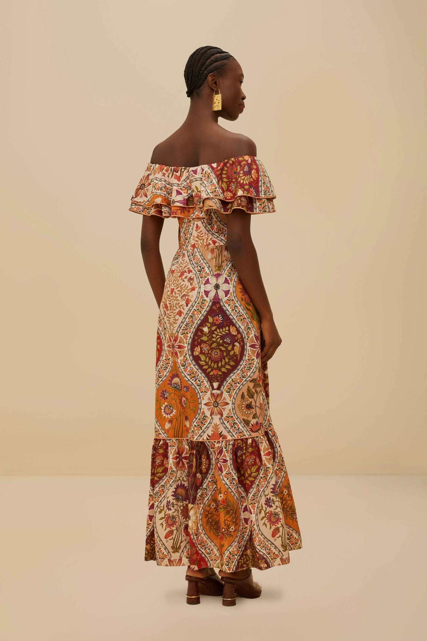 Multicolor Romantic Nature Off-Shoulder Maxi Dress | FARM Rio US