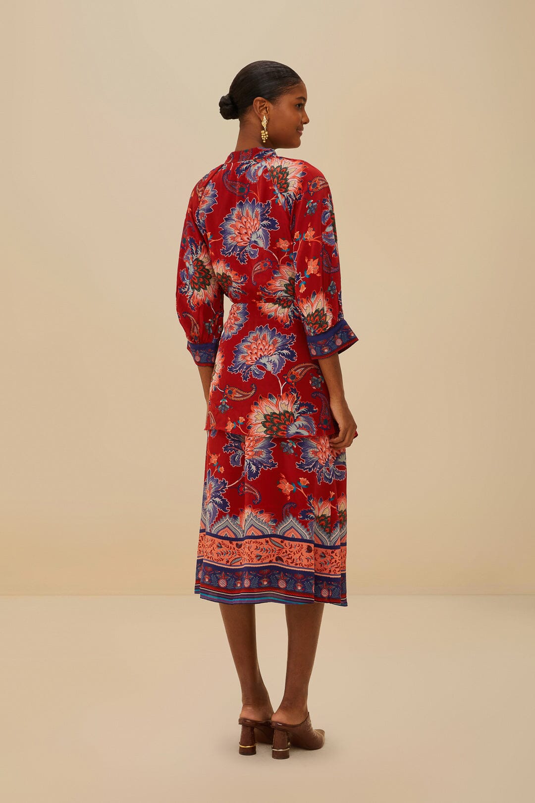 Luang Red Scarves Blue Maxi Dress | FARM Rio