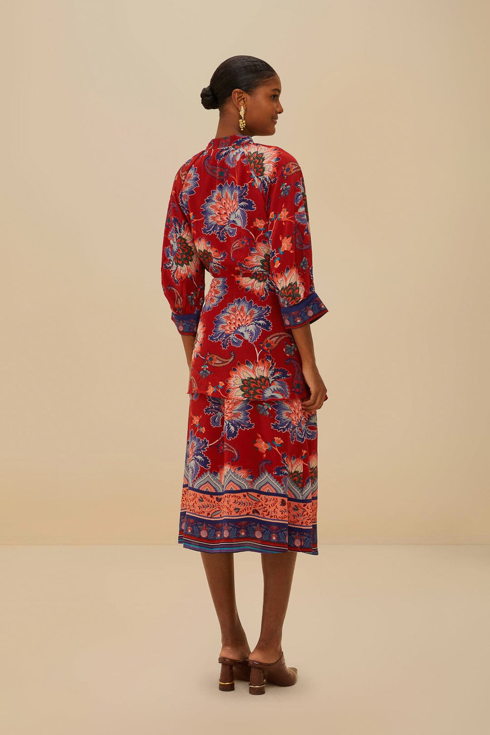 Luang Red Scarves Blue Maxi Dress | FARM Rio