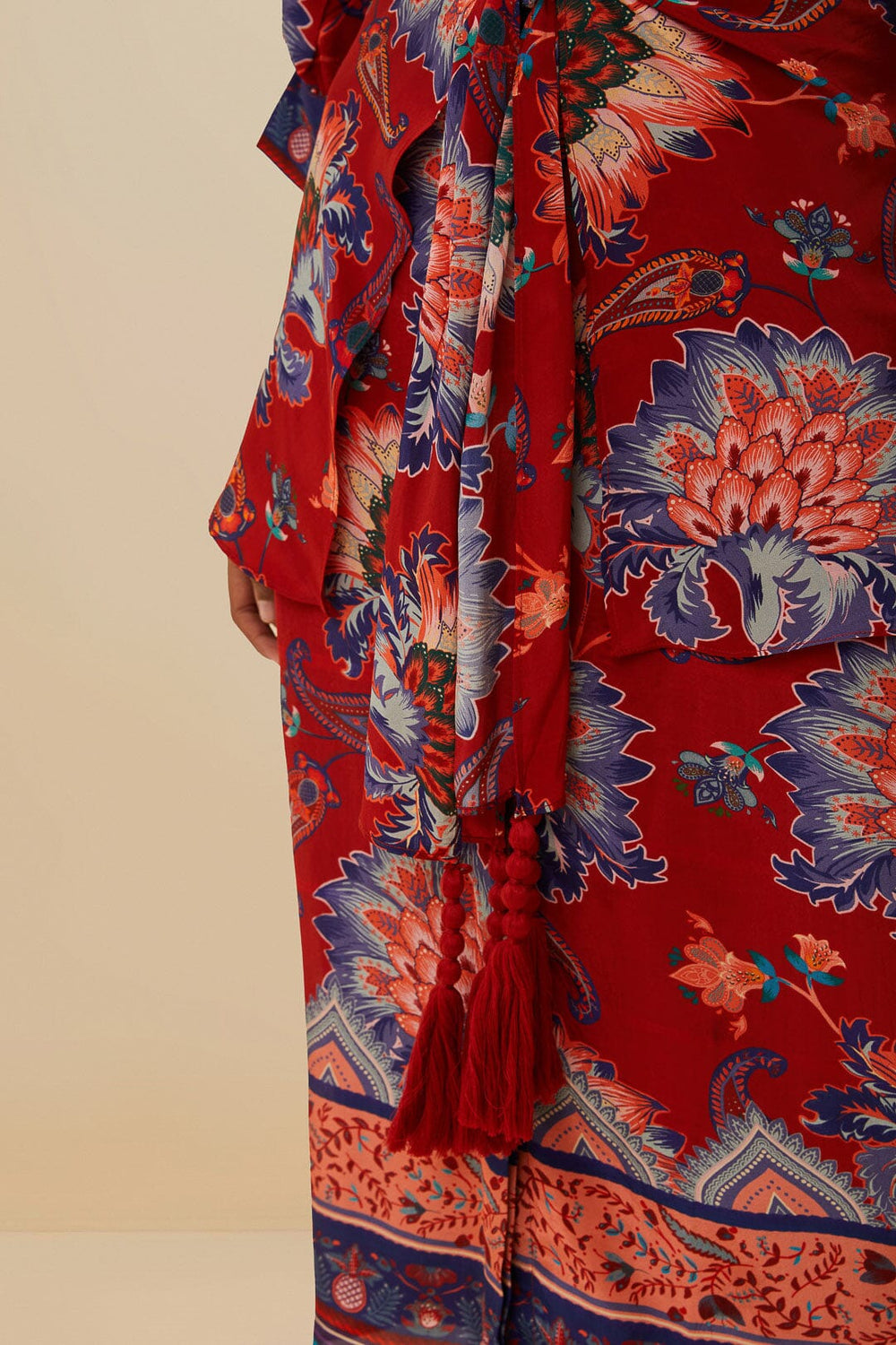 Luang Red Scarves Blue Maxi Dress | FARM Rio