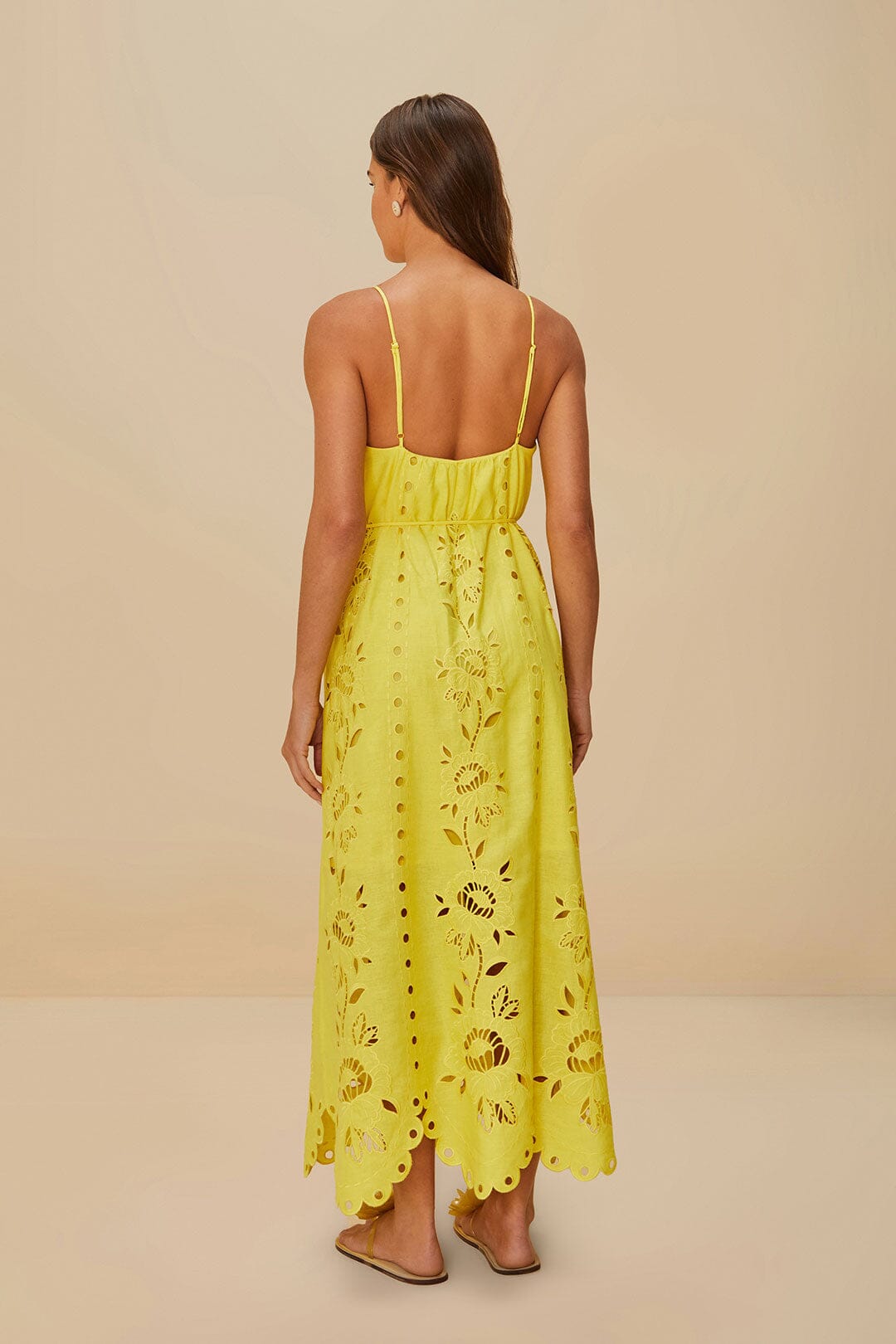 Yellow Richelieu Sleeveless LENZING™ ECOVERO™ Euroflax™ Maxi Dress | FARM Rio For Sale