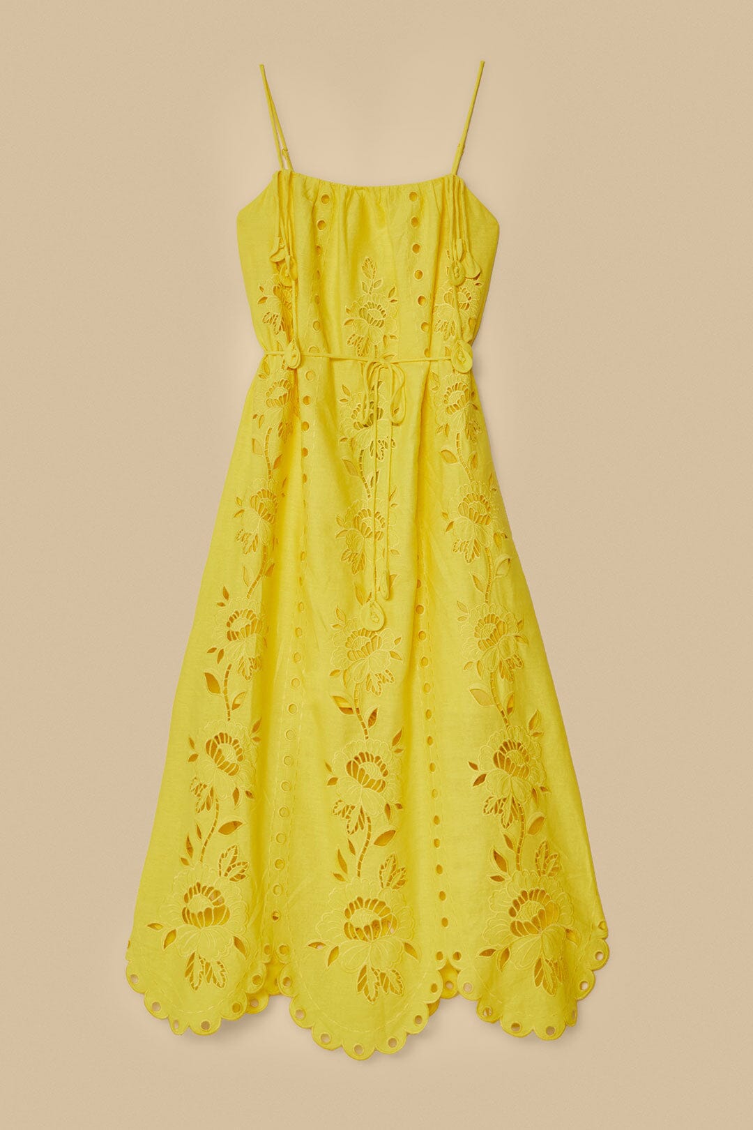Yellow Richelieu Sleeveless LENZING™ ECOVERO™ Euroflax™ Maxi Dress | FARM Rio For Sale