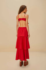 Red Flower LENZING™ ECOVERO™ Euroflax™ Maxi Dress | FARM Rio Online