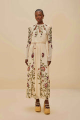Multicolor Romantic Nature Long Sleeve Maxi Dress | FARM Rio US