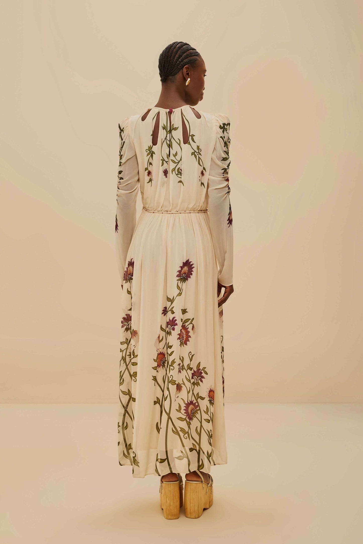 Multicolor Romantic Nature Long Sleeve Maxi Dress | FARM Rio US