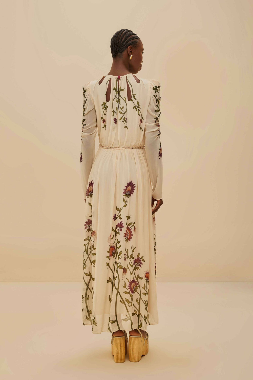 Multicolor Romantic Nature Long Sleeve Maxi Dress | FARM Rio US
