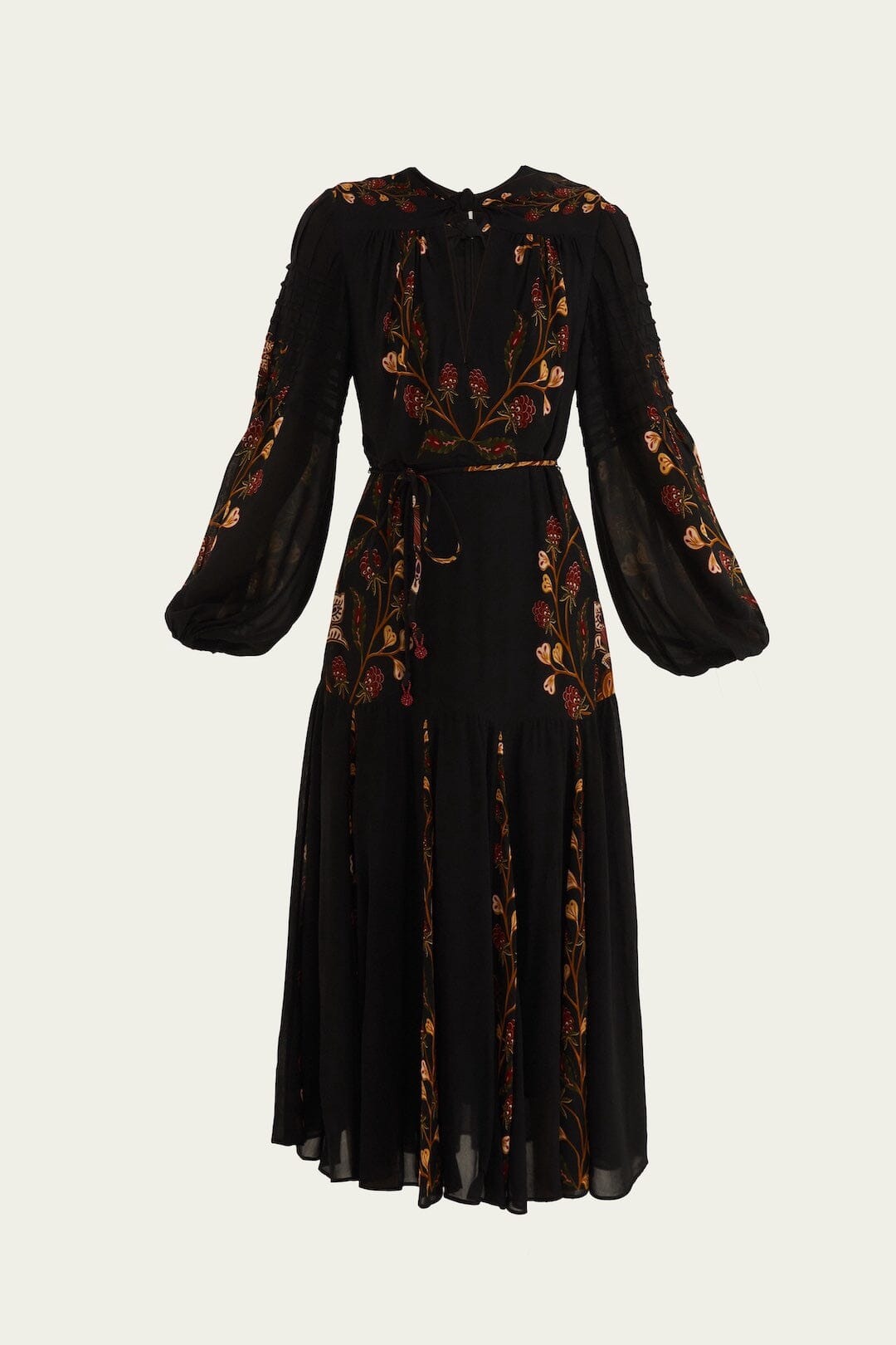 Black Berry Garden Long Sleeve Pleated Maxi Dress | FARM Rio | FARM Rio Outlet