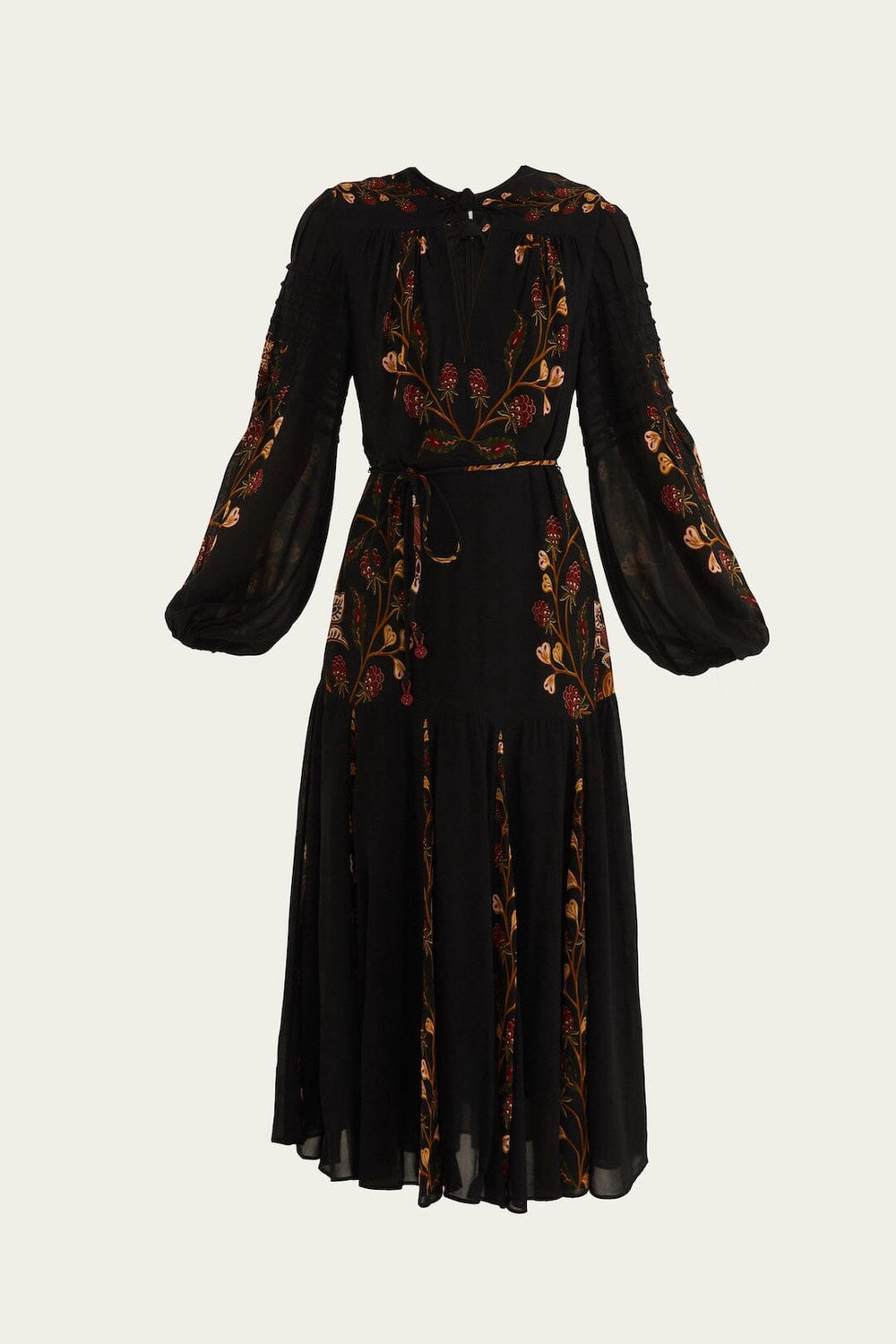 Black Berry Garden Long Sleeve Pleated Maxi Dress | FARM Rio | FARM Rio Outlet