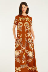 Orange Arabesque Paradise Lenzing� Ecovero� Viscose Maxi Dress | FARM Rio | FARM Rio