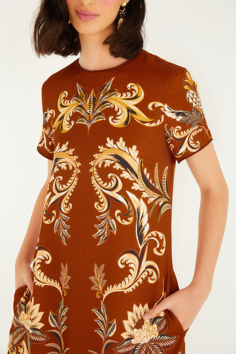 Orange Arabesque Paradise Lenzing� Ecovero� Viscose Maxi Dress | FARM Rio | FARM Rio