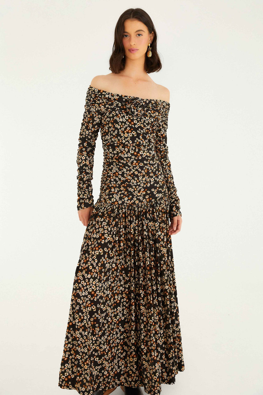 Black Tiny Flowers Long Sleeve Maxi Dress | FARM Rio | FARM Rio Online