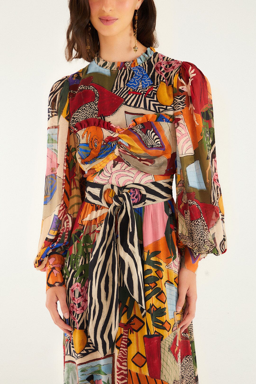 Tropical Multicolor Long Sleeve Maxi Dress | FARM Rio | FARM Rio US