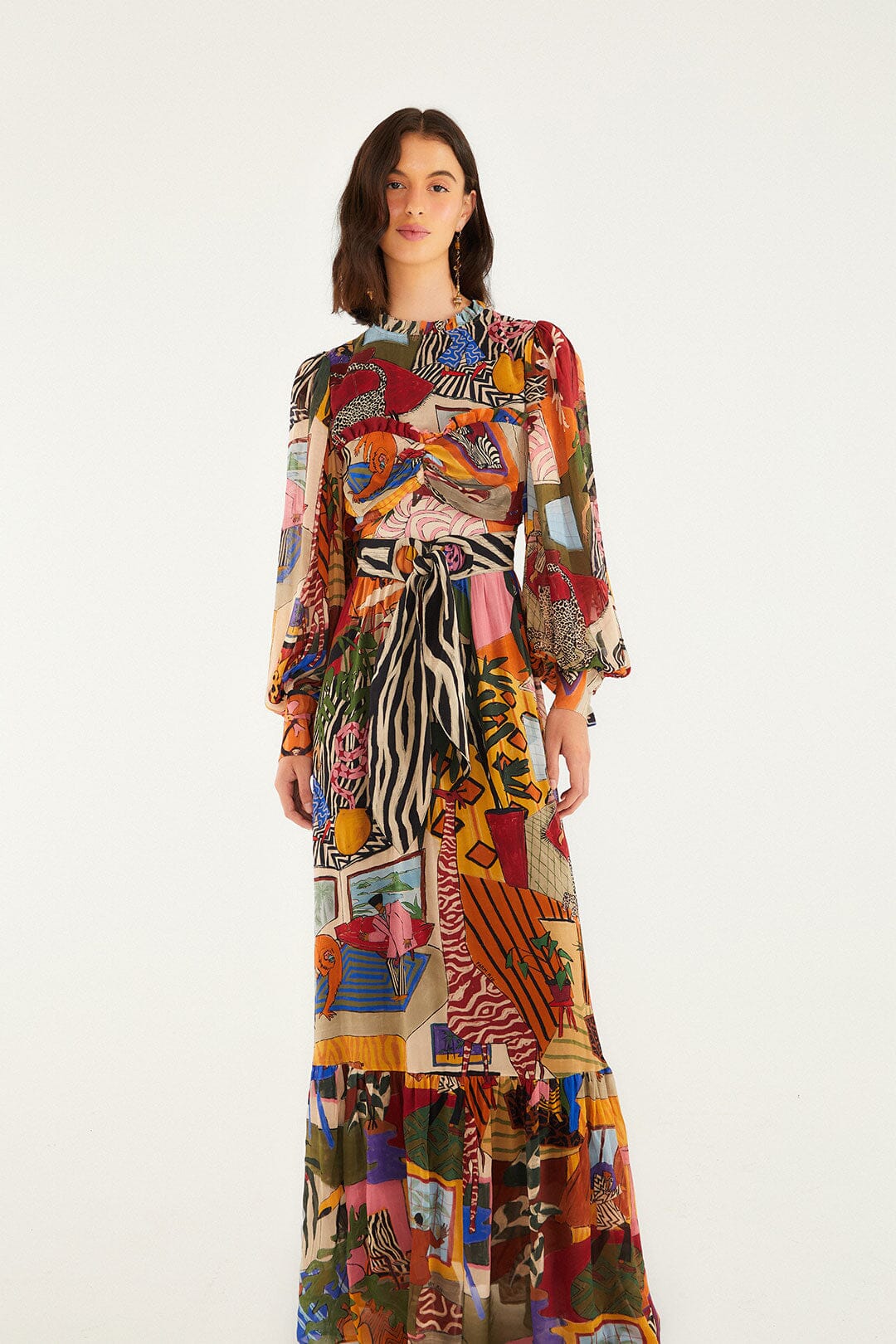 Tropical Multicolor Long Sleeve Maxi Dress | FARM Rio | FARM Rio US