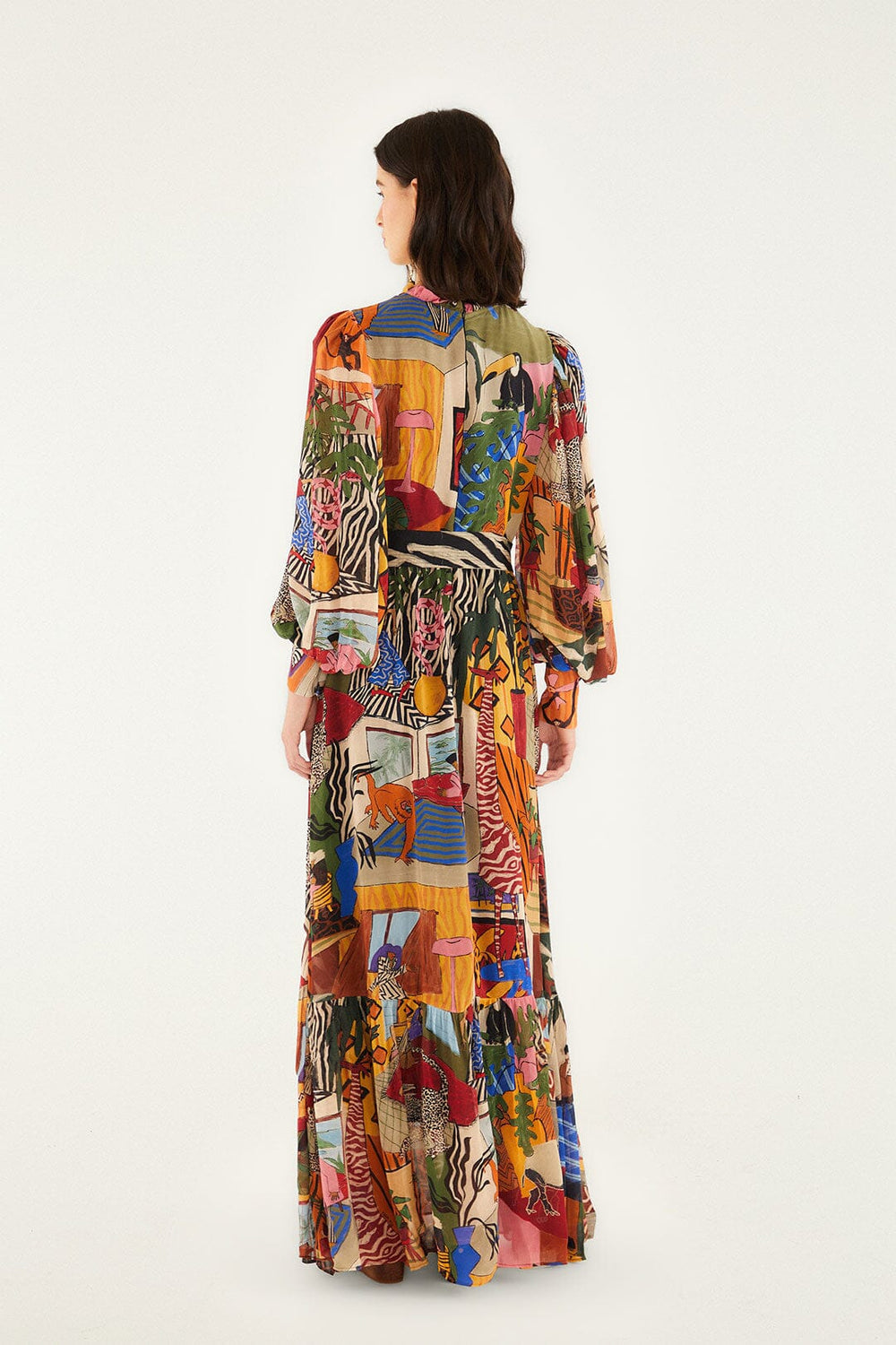 Tropical Multicolor Long Sleeve Maxi Dress | FARM Rio | FARM Rio US
