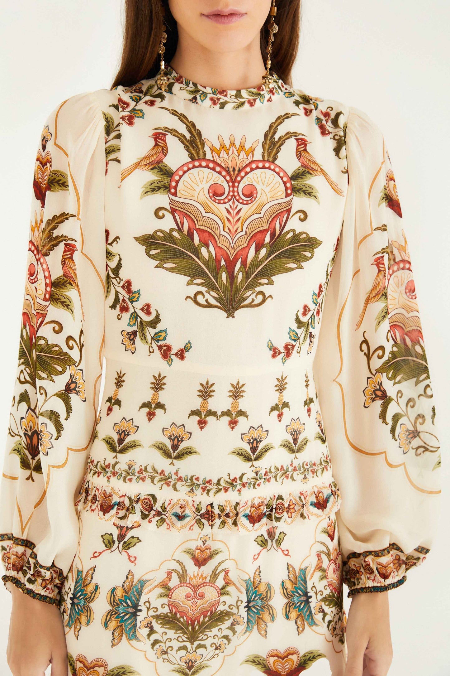 Cream Majestic Hearts Maxi Dress | FARM Rio | FARM Rio On Sale