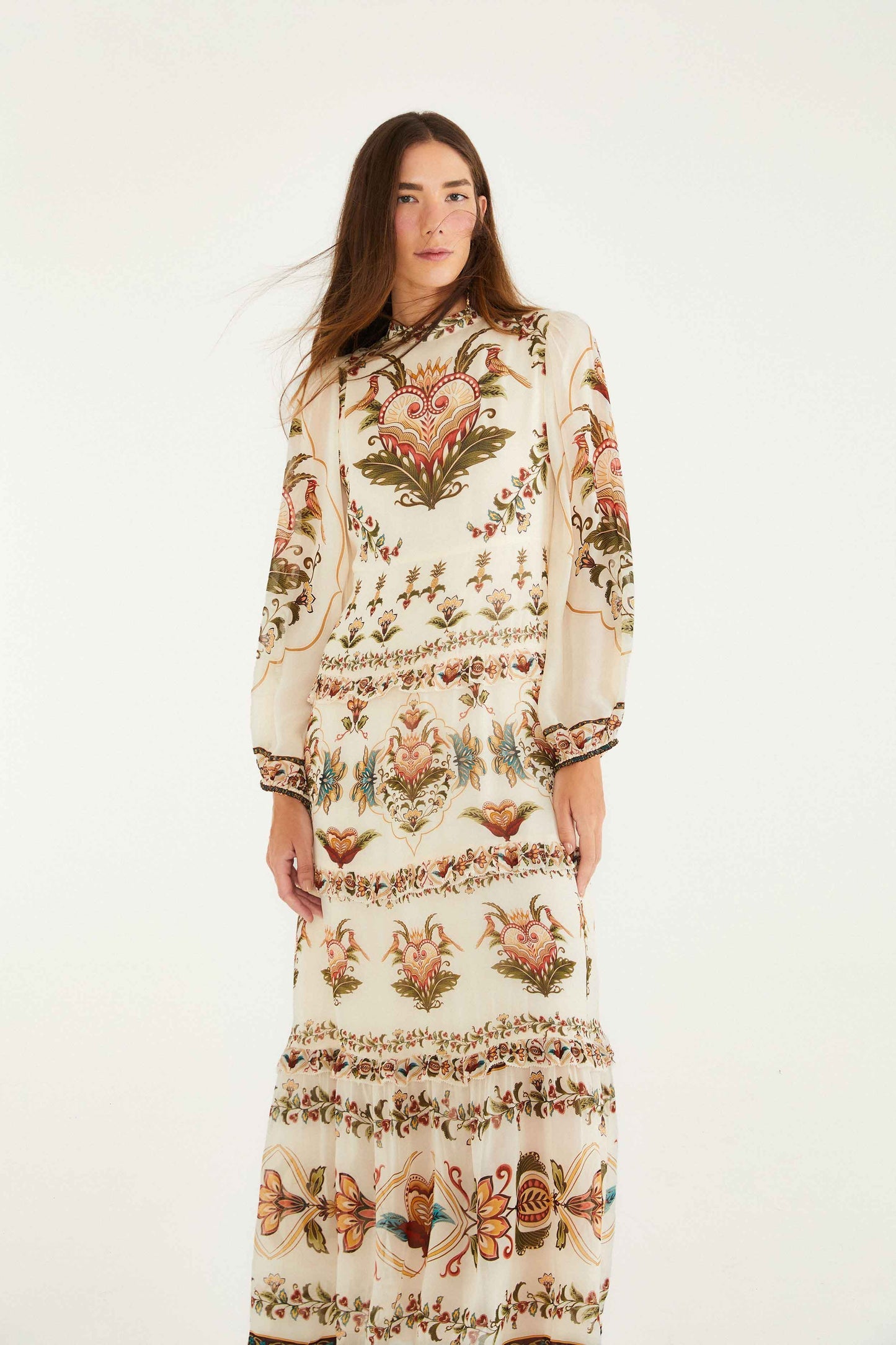 Cream Majestic Hearts Maxi Dress | FARM Rio | FARM Rio On Sale