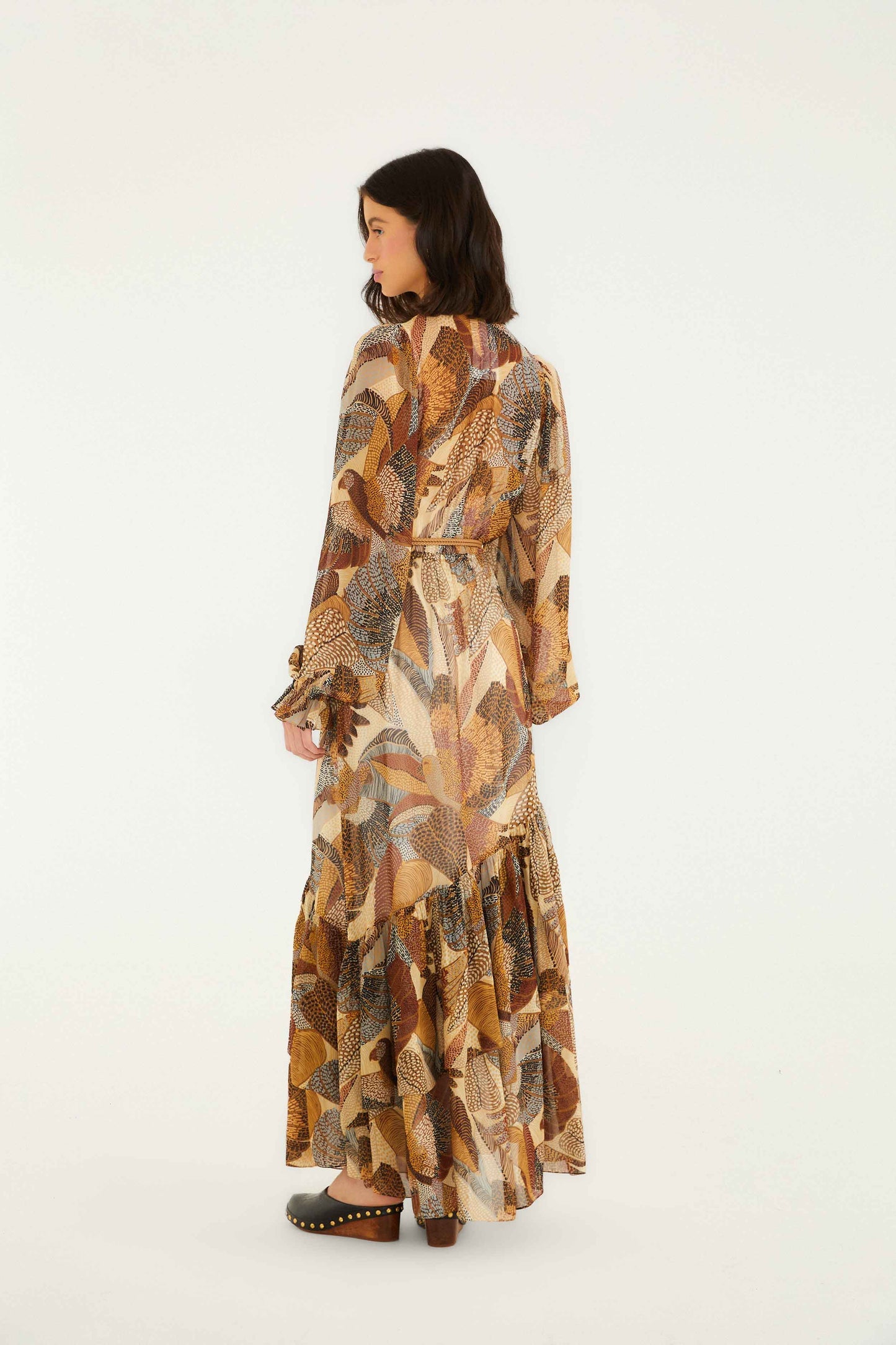 Cream Dotted Macaws Long Sleeve Maxi Dress | FARM Rio | FARM Rio Near Me