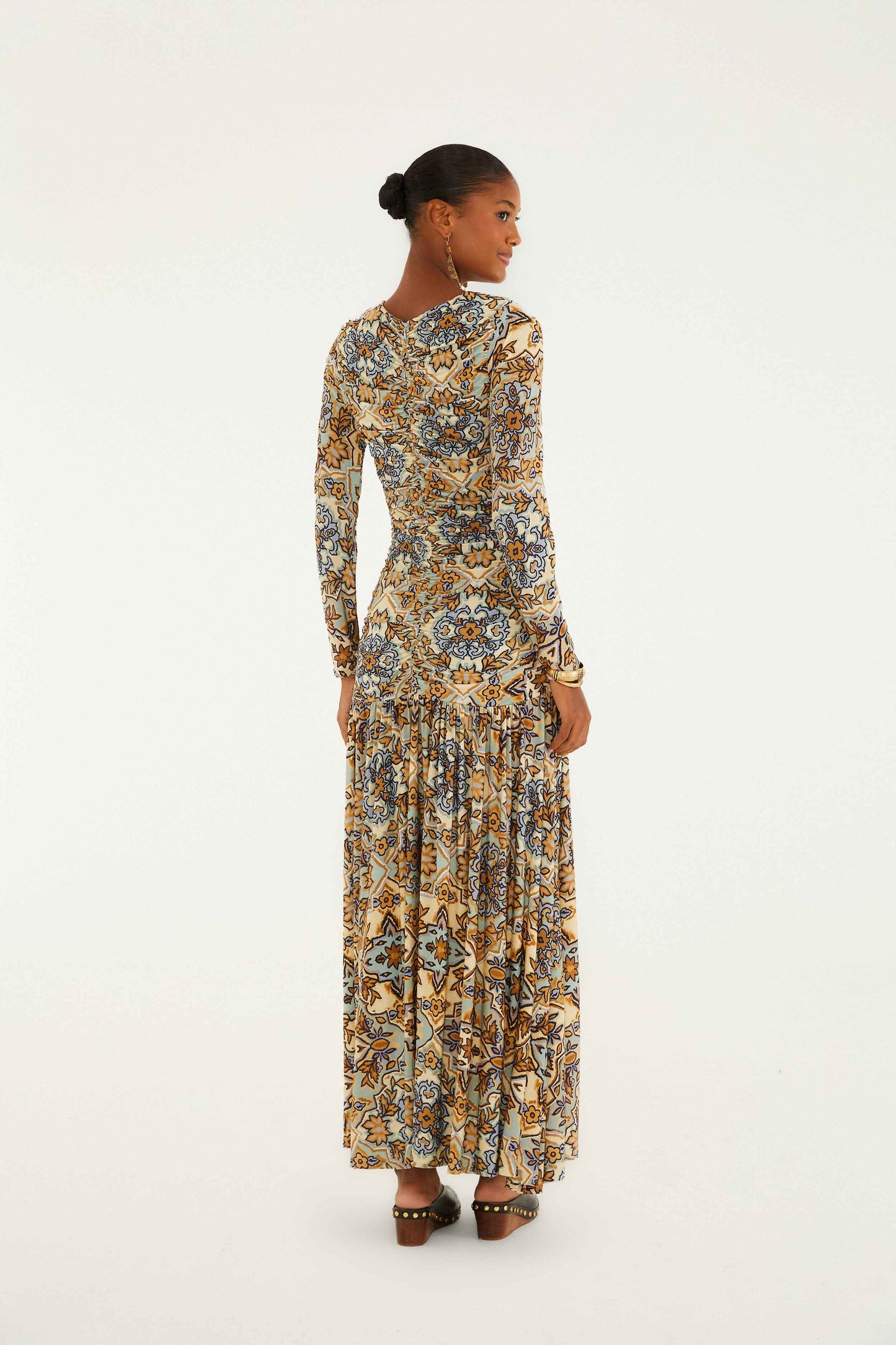Blue Winter Tapestry Long Sleeve Maxi Dress | FARM Rio | FARM Rio