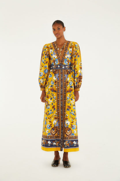 Yellow Flowering Garden Tree Organic Cotton Maxi Dress | FARM Rio | FARM Rio Online